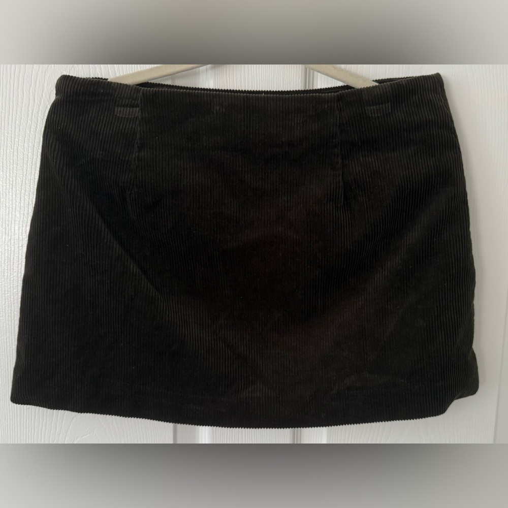 Zara NWT Dark Green Corduroy Mini Skirt Size L Lined Side Zip Fal - Picture 7 of 10